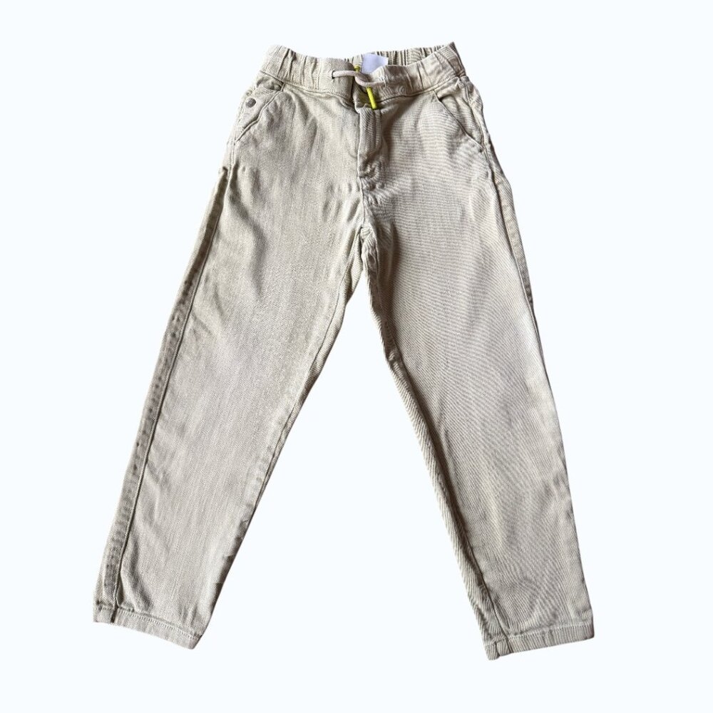 Zara Kids Sage Green Denim Pants Elastic Waist Boys Size 7